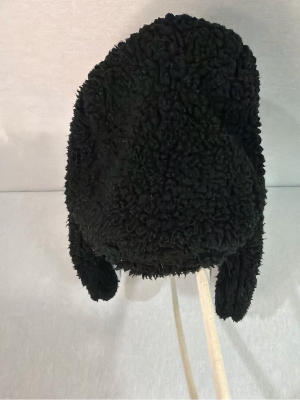Kids Black Sherpa Aviator Hat with Ear Flaps